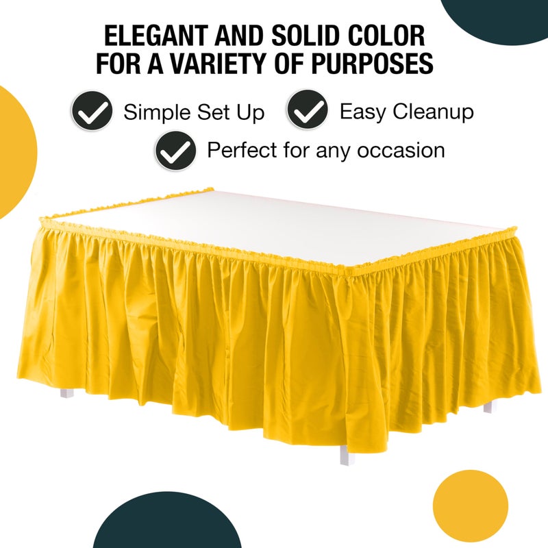 Exquisite Ruffle Table Skirt Yellow 6 Pack 14 Ft Long Table Skirts for Rectangle Tables 6ft Plus or Round Tables Skirts with Adhesive Strip for Gender Reveal Decor & Happy Birthday Parties - Image 2